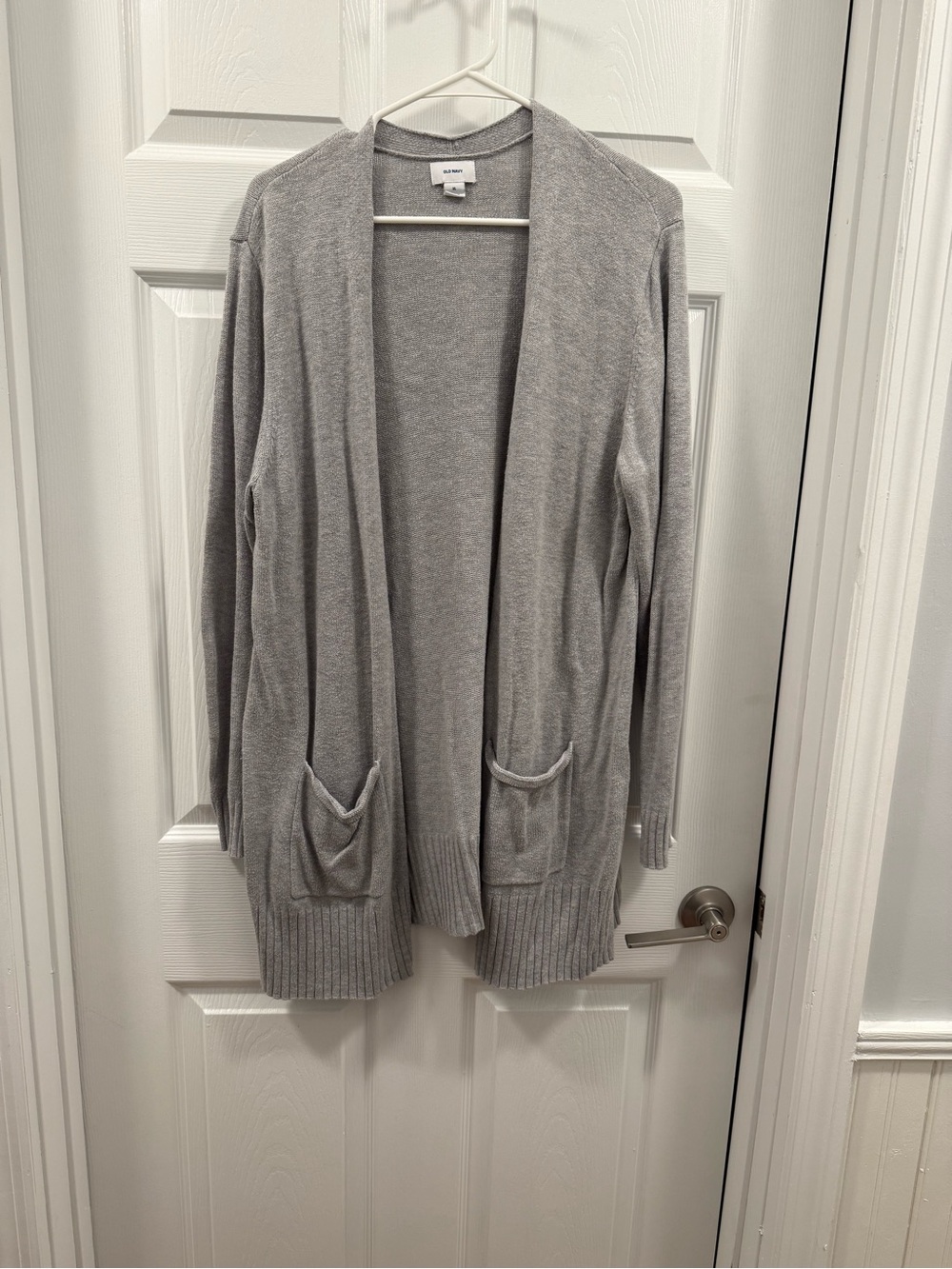 Old Navy Soft Open-Front Pocket longline Cardigan Sweater in Light Gray size XL